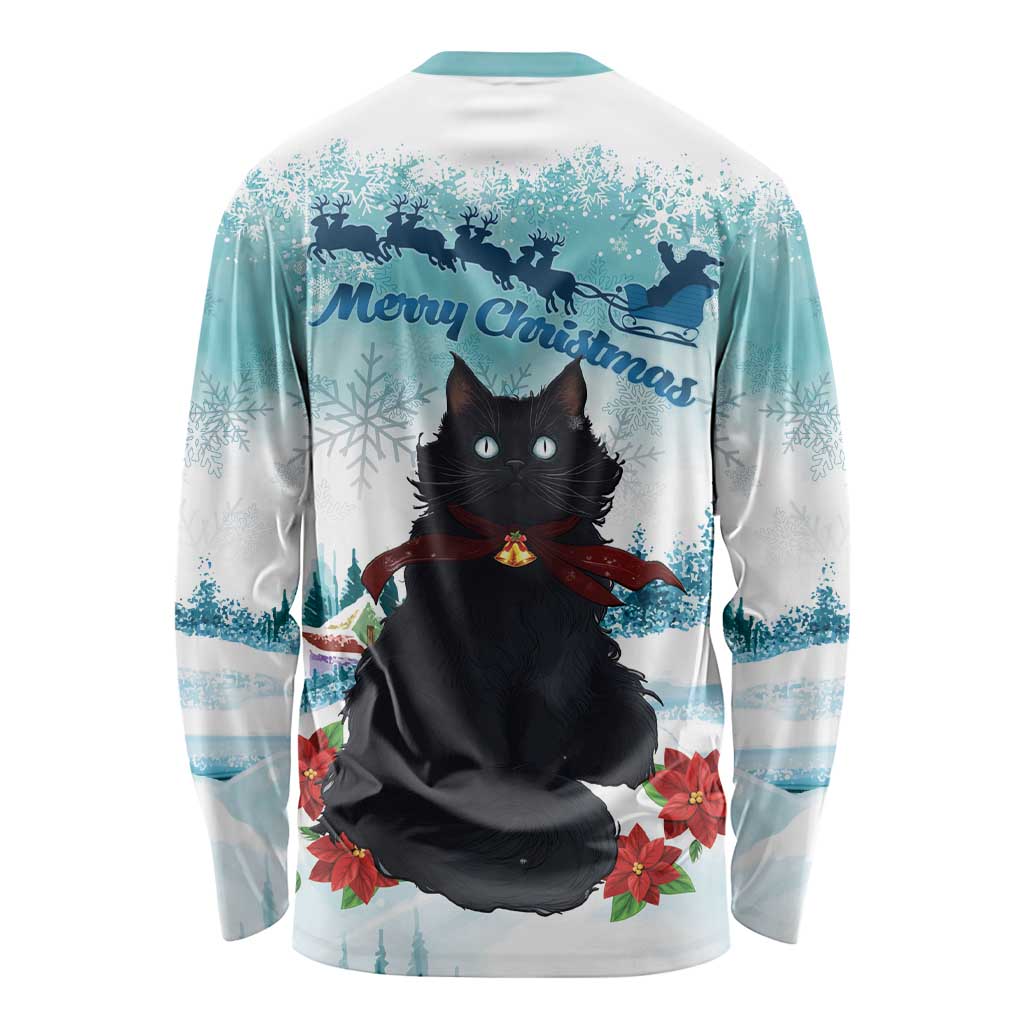 Iceland Yule Cat Christmas Long Sleeve Shirt Jolakotturinn With Poinsettia - Winter Vibes - Wonder Print Shop