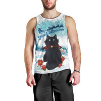 Iceland Yule Cat Christmas Men Tank Top Jolakotturinn With Poinsettia - Winter Vibes - Wonder Print Shop