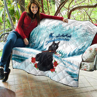 Iceland Yule Cat Christmas Quilt Jolakotturinn With Poinsettia - Winter Vibes - Wonder Print Shop