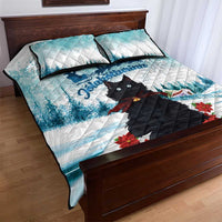 Iceland Yule Cat Christmas Quilt Bed Set Jolakotturinn With Poinsettia - Winter Vibes - Wonder Print Shop