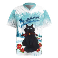 Iceland Yule Cat Christmas Rugby Jersey Jolakotturinn With Poinsettia - Winter Vibes - Wonder Print Shop