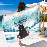 Iceland Yule Cat Christmas Sarong Jolakotturinn With Poinsettia - Winter Vibes - Wonder Print Shop