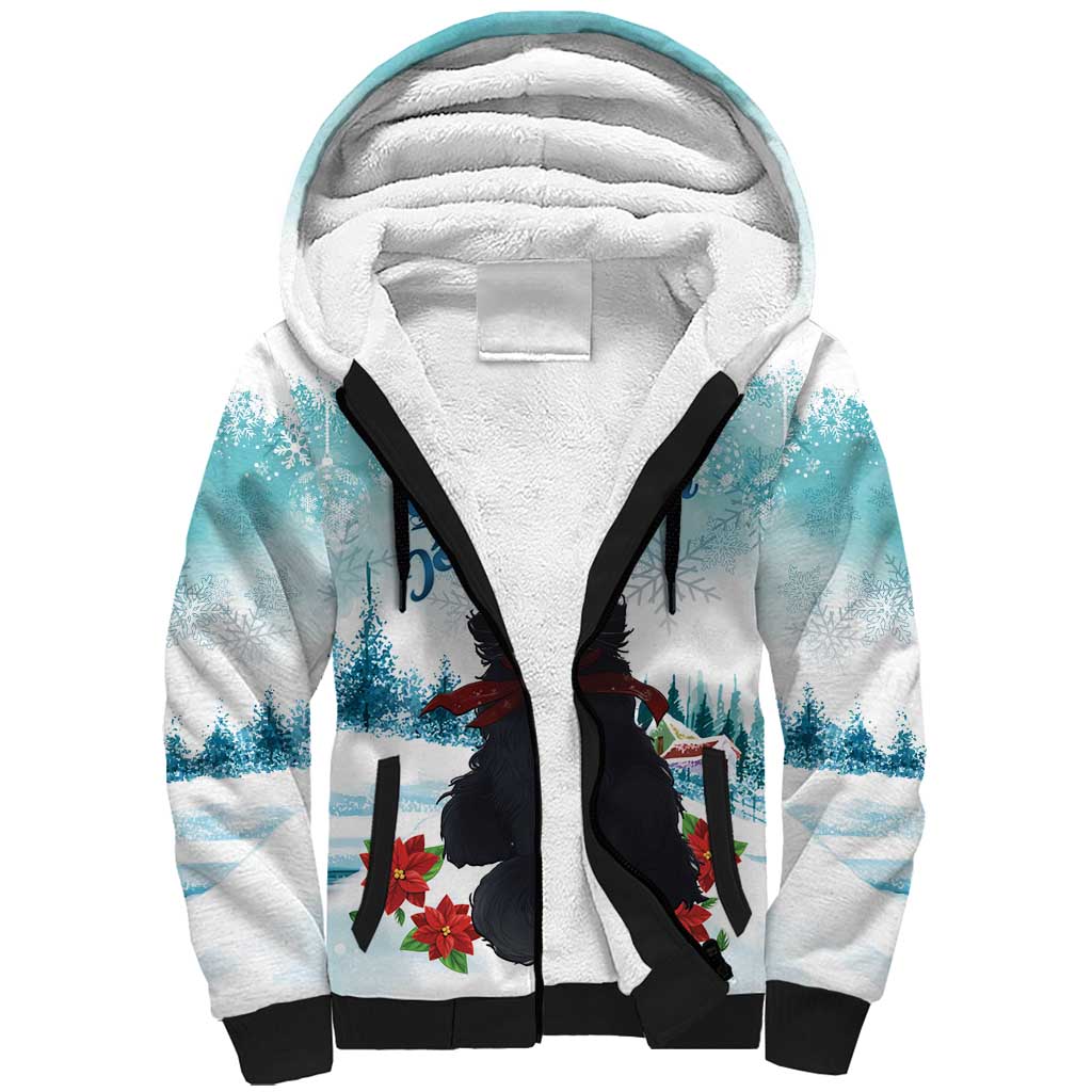 Iceland Yule Cat Christmas Sherpa Hoodie Jolakotturinn With Poinsettia - Winter Vibes - Wonder Print Shop