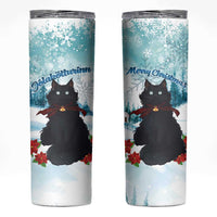 Iceland Yule Cat Christmas Skinny Tumbler Jolakotturinn With Poinsettia - Winter Vibes - Wonder Print Shop