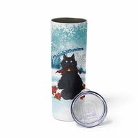 Iceland Yule Cat Christmas Skinny Tumbler Jolakotturinn With Poinsettia - Winter Vibes - Wonder Print Shop