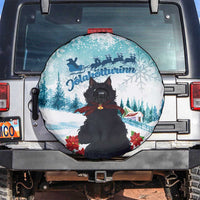 Iceland Yule Cat Christmas Spare Tire Cover Jolakotturinn With Poinsettia - Winter Vibes - Wonder Print Shop