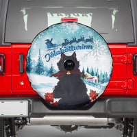 Iceland Yule Cat Christmas Spare Tire Cover Jolakotturinn With Poinsettia - Winter Vibes - Wonder Print Shop
