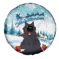 Iceland Yule Cat Christmas Spare Tire Cover Jolakotturinn With Poinsettia - Winter Vibes - Wonder Print Shop