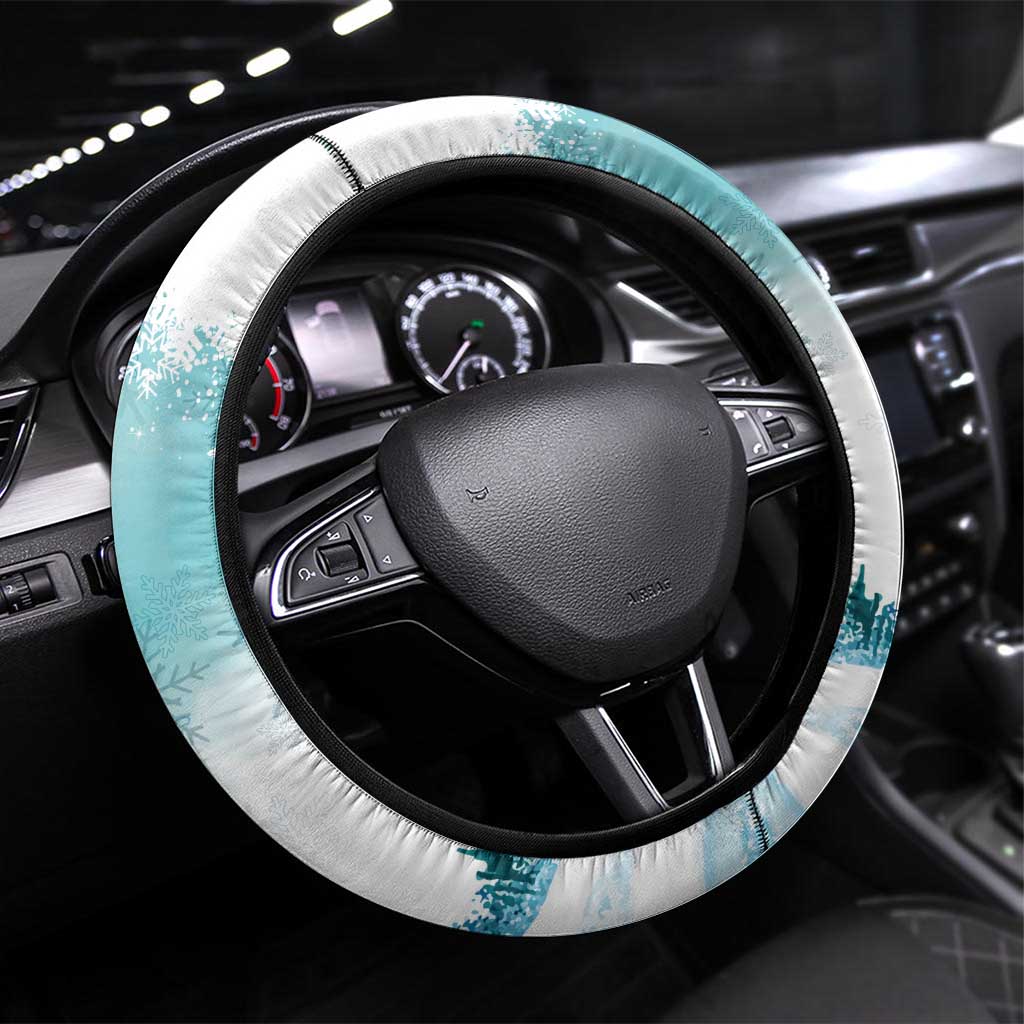 Iceland Yule Cat Christmas Steering Wheel Cover Jolakotturinn With Poinsettia - Winter Vibes - Wonder Print Shop