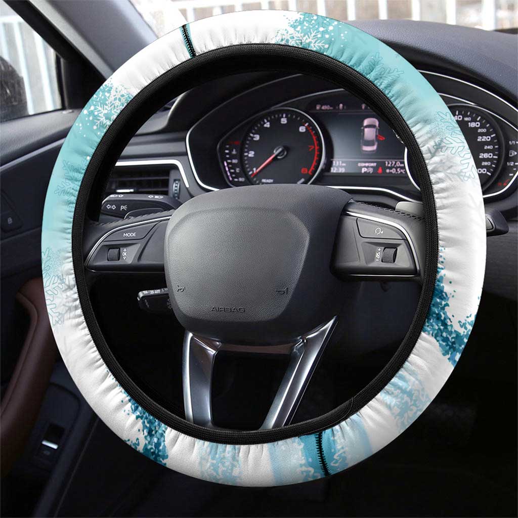 Iceland Yule Cat Christmas Steering Wheel Cover Jolakotturinn With Poinsettia - Winter Vibes - Wonder Print Shop