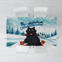 Iceland Yule Cat Christmas Tablecloth Jolakotturinn With Poinsettia - Winter Vibes - Wonder Print Shop