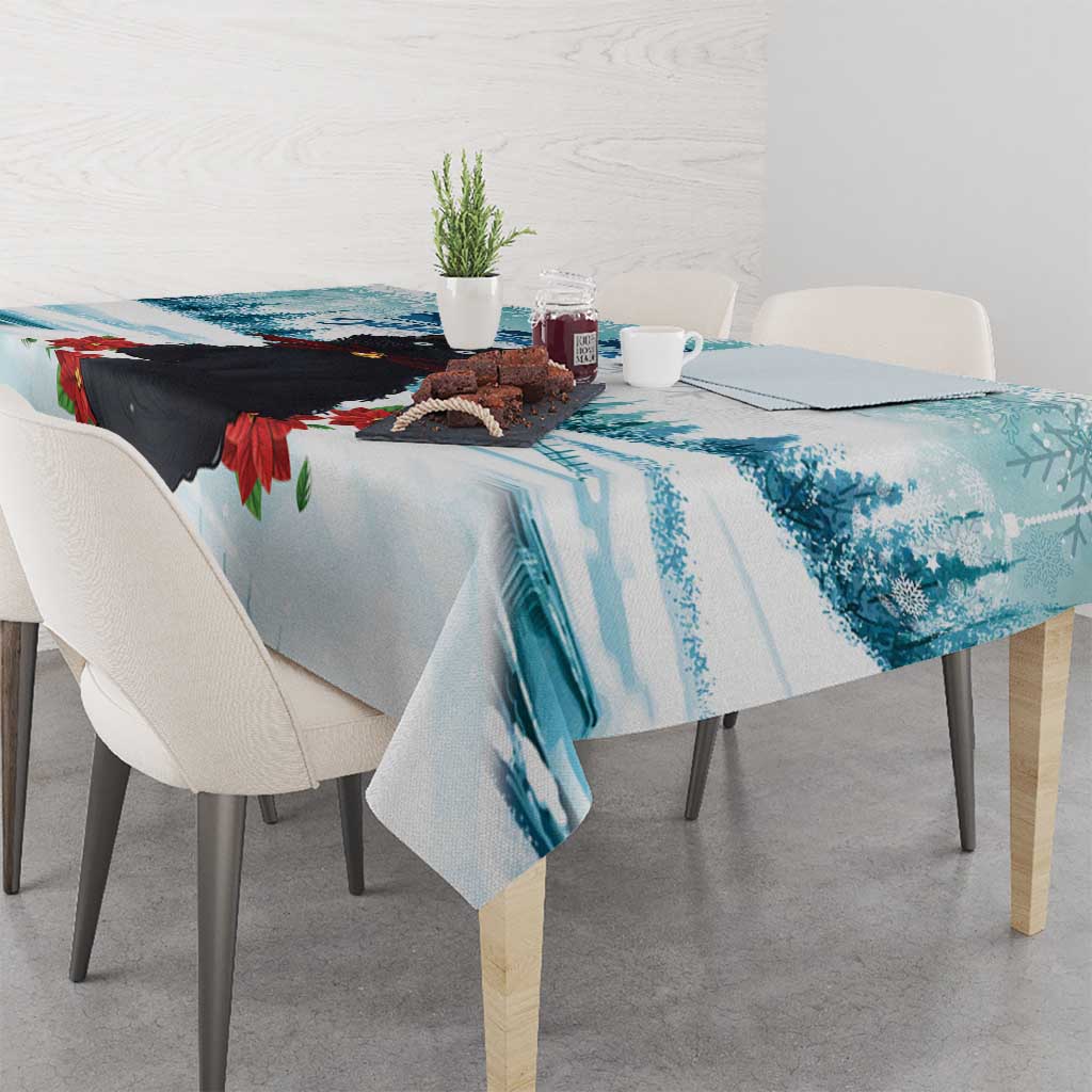 Iceland Yule Cat Christmas Tablecloth Jolakotturinn With Poinsettia - Winter Vibes - Wonder Print Shop
