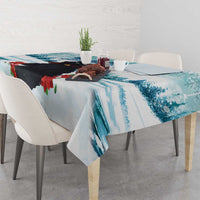 Iceland Yule Cat Christmas Tablecloth Jolakotturinn With Poinsettia - Winter Vibes - Wonder Print Shop