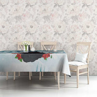 Iceland Yule Cat Christmas Tablecloth Jolakotturinn With Poinsettia - Winter Vibes - Wonder Print Shop