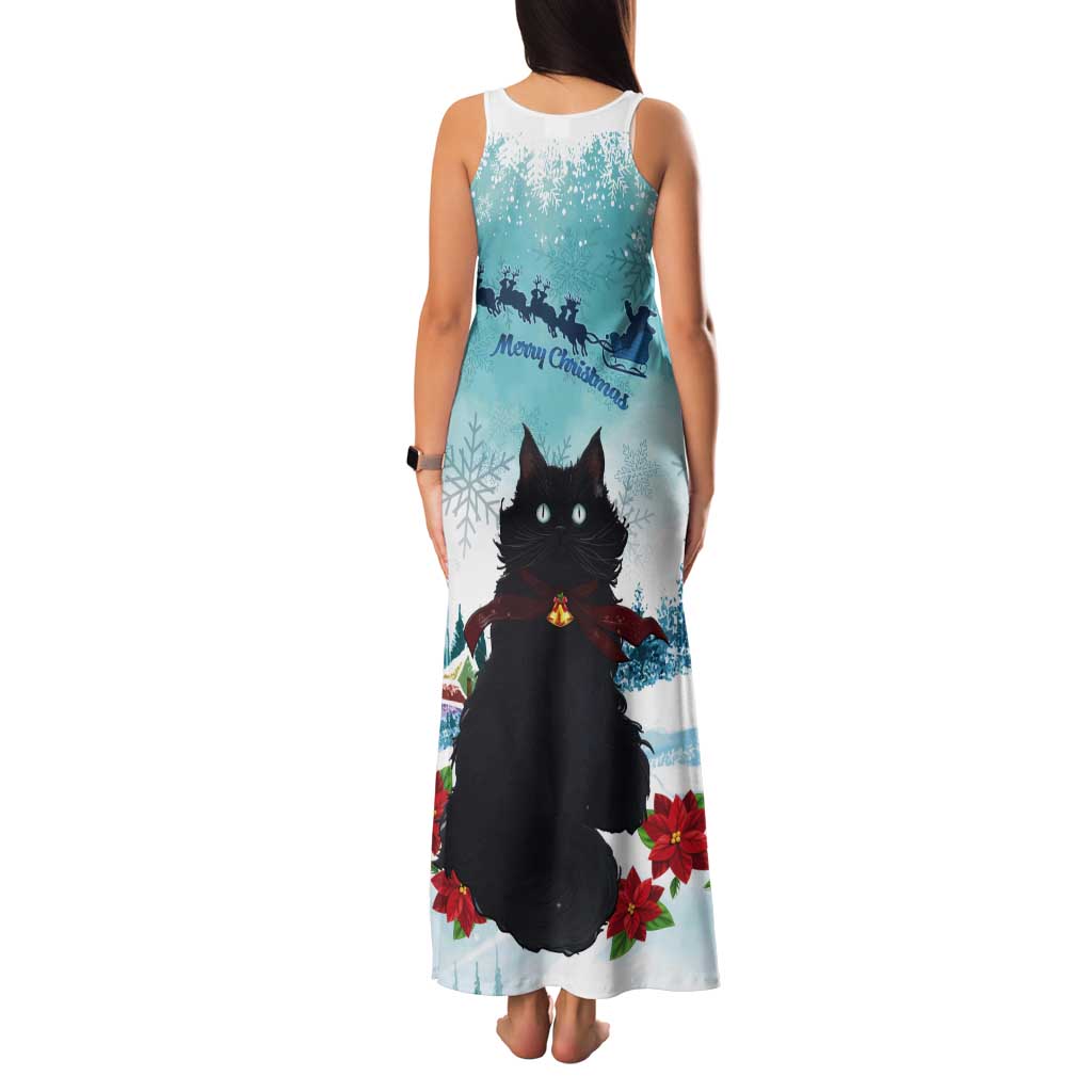 Iceland Yule Cat Christmas Tank Maxi Dress Jolakotturinn With Poinsettia - Winter Vibes - Wonder Print Shop
