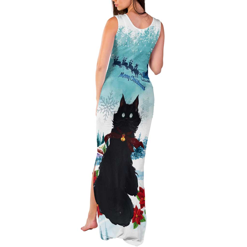 Iceland Yule Cat Christmas Tank Maxi Dress Jolakotturinn With Poinsettia - Winter Vibes - Wonder Print Shop