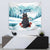 Iceland Yule Cat Christmas Tapestry Jolakotturinn With Poinsettia - Winter Vibes - Wonder Print Shop