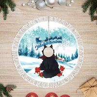 Iceland Yule Cat Christmas Tree Skirt Jolakotturinn With Poinsettia - Winter Vibes - Wonder Print Shop