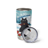 Iceland Yule Cat Christmas Tumbler Cup Jolakotturinn With Poinsettia - Winter Vibes - Wonder Print Shop