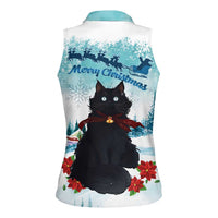 Iceland Yule Cat Christmas Women Sleeveless Polo Shirt Jolakotturinn With Poinsettia - Winter Vibes - Wonder Print Shop