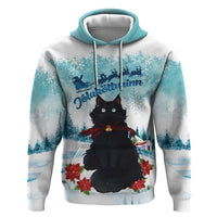 Iceland Yule Cat Christmas Zip Hoodie Jolakotturinn With Poinsettia - Winter Vibes - Wonder Print Shop