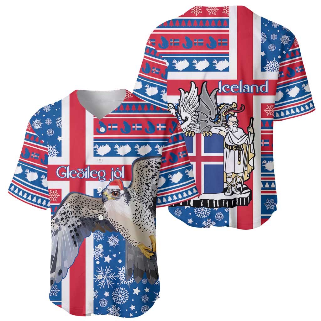 Iceland Christmas Baseball Jersey Gyrfalcon Santa Merry Xmas - Wonder Print Shop