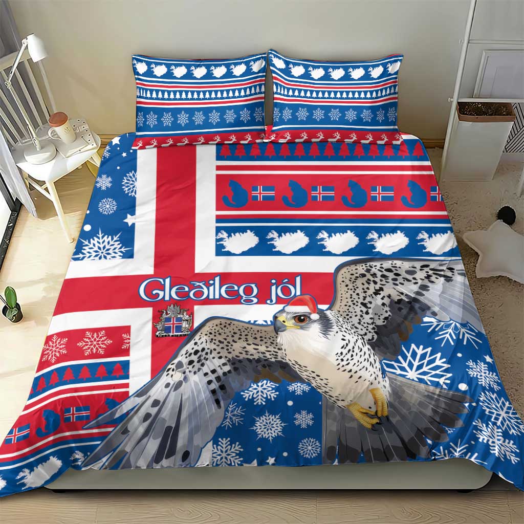 Iceland Christmas Bedding Set Gyrfalcon Santa Merry Xmas - Wonder Print Shop