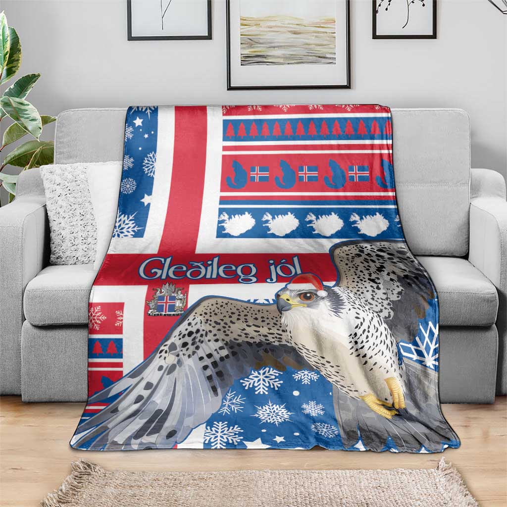 Iceland Christmas Blanket Gyrfalcon Santa Merry Xmas