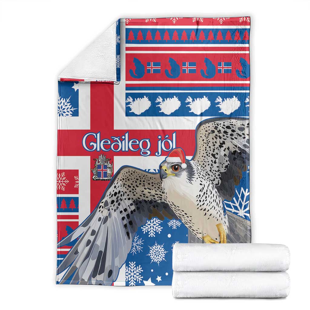 Iceland Christmas Blanket Gyrfalcon Santa Merry Xmas