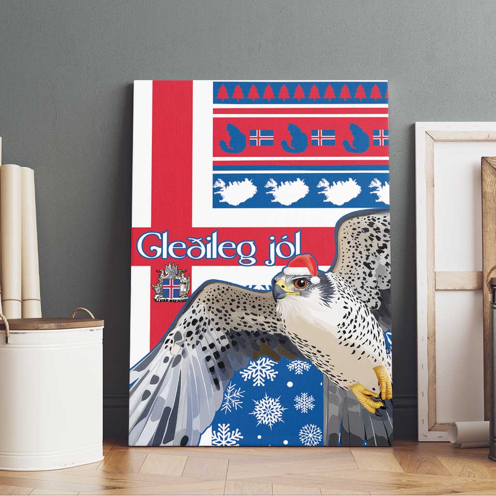 Iceland Christmas Canvas Wall Art Gyrfalcon Santa Merry Xmas - Wonder Print Shop