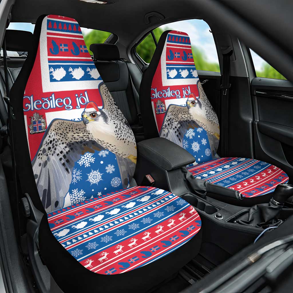 Iceland Christmas Car Seat Cover Gyrfalcon Santa Merry Xmas - Wonder Print Shop