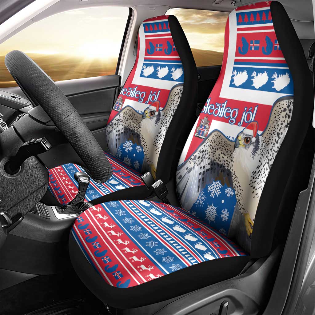 Iceland Christmas Car Seat Cover Gyrfalcon Santa Merry Xmas - Wonder Print Shop