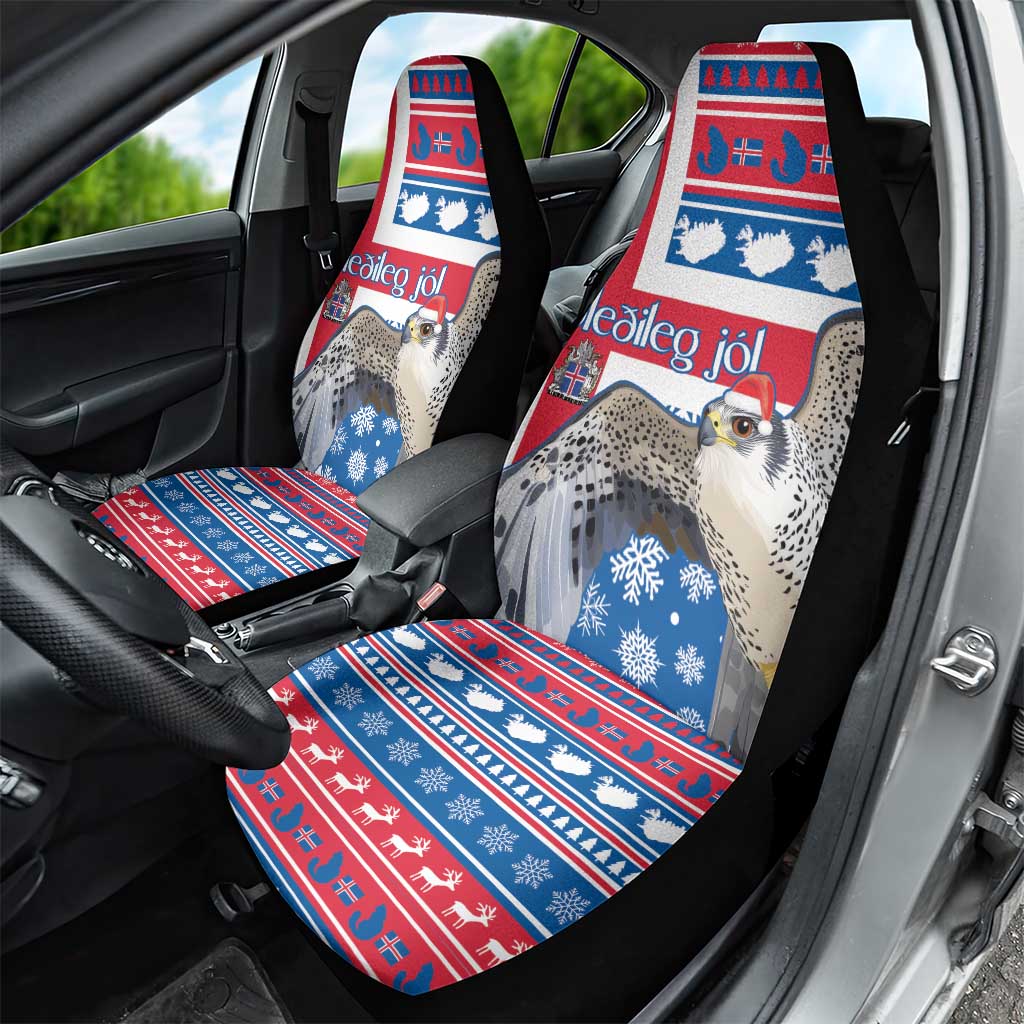 Iceland Christmas Car Seat Cover Gyrfalcon Santa Merry Xmas - Wonder Print Shop