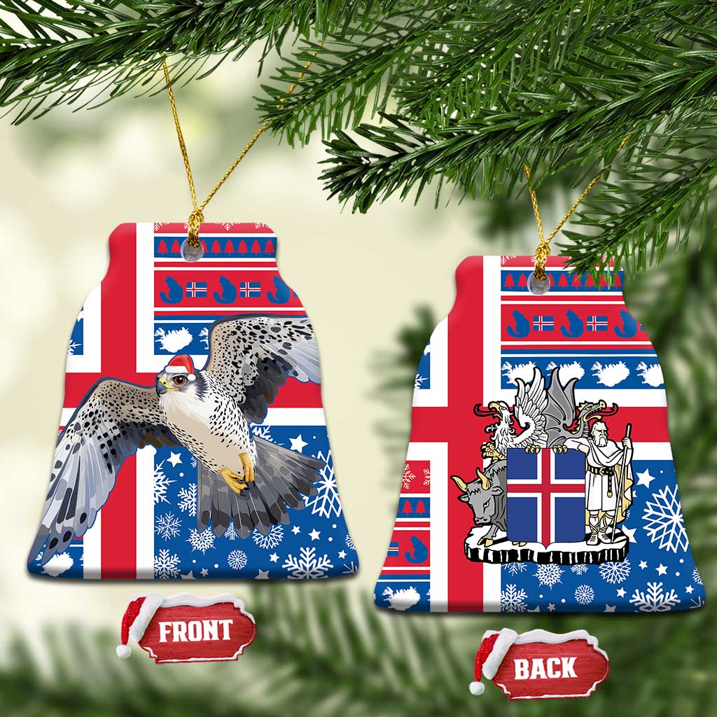 Iceland Christmas Ceramic Ornament Gyrfalcon Santa Merry Xmas - Wonder Print Shop