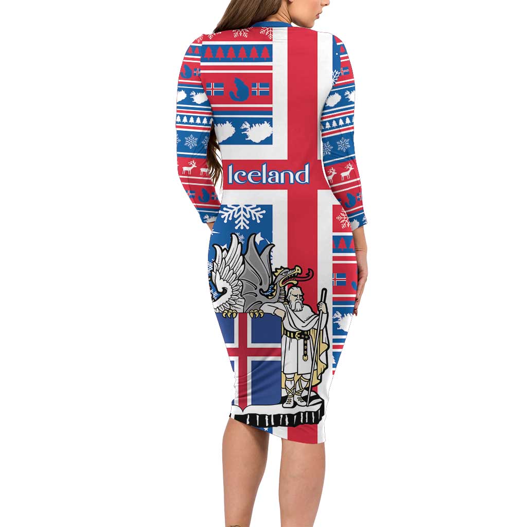 Iceland Christmas Family Matching Long Sleeve Bodycon Dress and Hawaiian Shirt Gyrfalcon Santa Merry Xmas - Wonder Print Shop