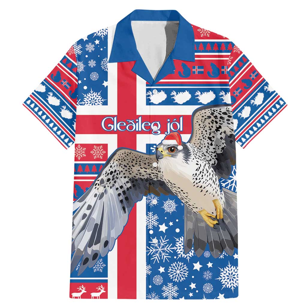 Iceland Christmas Family Matching Mermaid Dress and Hawaiian Shirt Gyrfalcon Santa Merry Xmas - Wonder Print Shop