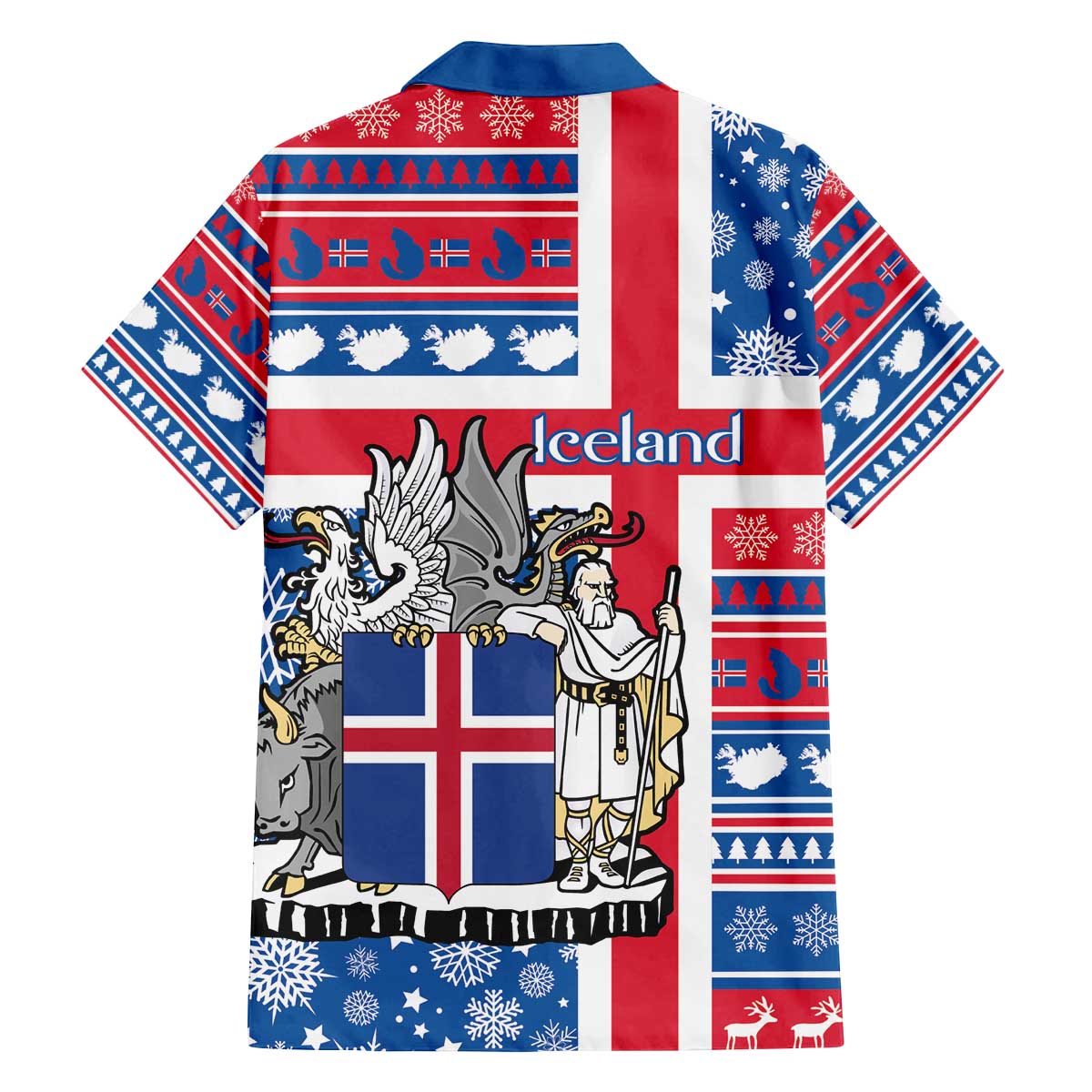 Iceland Christmas Family Matching Off The Shoulder Long Sleeve Dress and Hawaiian Shirt Gyrfalcon Santa Merry Xmas - Wonder Print Shop