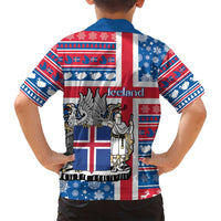 Iceland Christmas Family Matching Off Shoulder Maxi Dress and Hawaiian Shirt Gyrfalcon Santa Merry Xmas - Wonder Print Shop