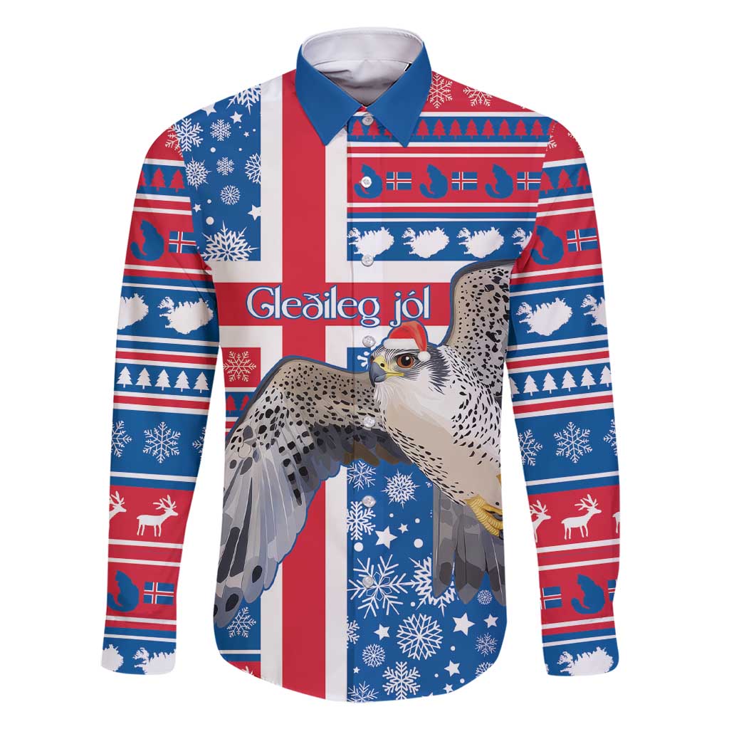 Iceland Christmas Family Matching Short Sleeve Bodycon Dress and Hawaiian Shirt Gyrfalcon Santa Merry Xmas - Wonder Print Shop