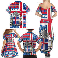 Iceland Christmas Family Matching Summer Maxi Dress and Hawaiian Shirt Gyrfalcon Santa Merry Xmas - Wonder Print Shop