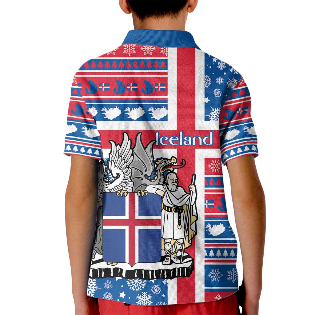 Iceland Christmas Kid Polo Shirt Gyrfalcon Santa Merry Xmas - Wonder Print Shop