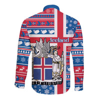 Iceland Christmas Long Sleeve Button Shirt Gyrfalcon Santa Merry Xmas - Wonder Print Shop