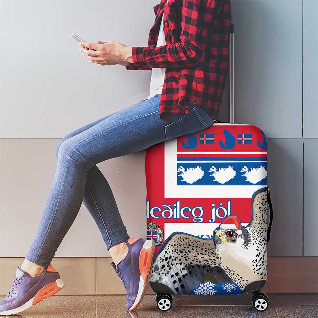 Iceland Christmas Luggage Cover Gyrfalcon Santa Merry Xmas - Wonder Print Shop