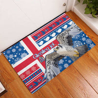 Iceland Christmas Rubber Doormat Gyrfalcon Santa Merry Xmas - Wonder Print Shop