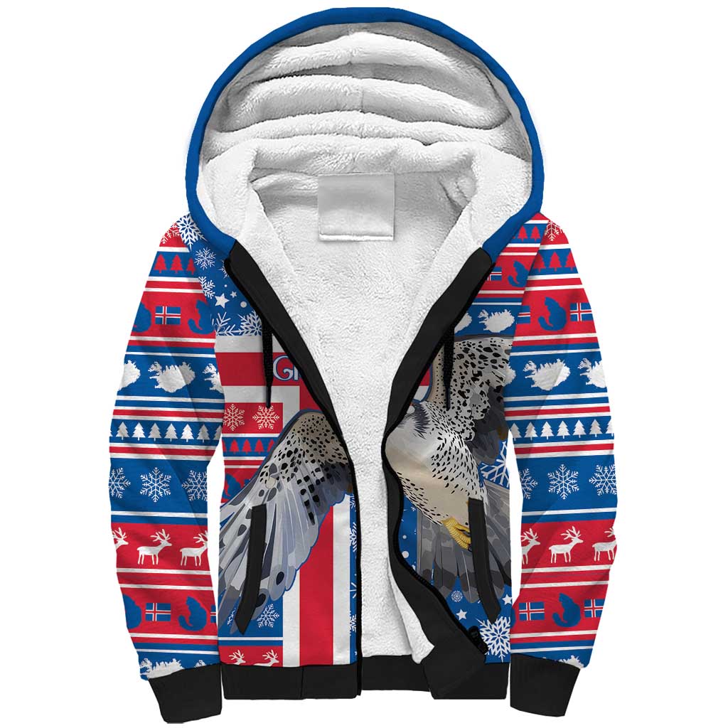 Iceland Christmas Sherpa Hoodie Gyrfalcon Santa Merry Xmas - Wonder Print Shop