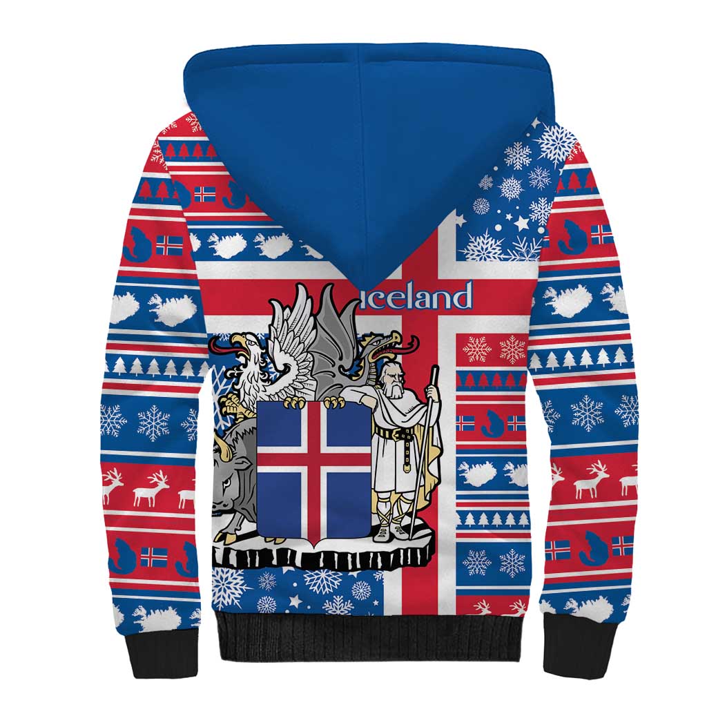 Iceland Christmas Sherpa Hoodie Gyrfalcon Santa Merry Xmas - Wonder Print Shop