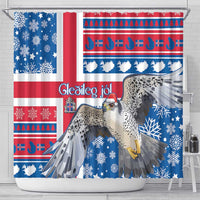 Iceland Christmas Shower Curtain Gyrfalcon Santa Merry Xmas