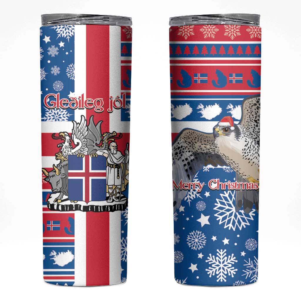 Iceland Christmas Skinny Tumbler Gyrfalcon Santa Merry Xmas - Wonder Print Shop