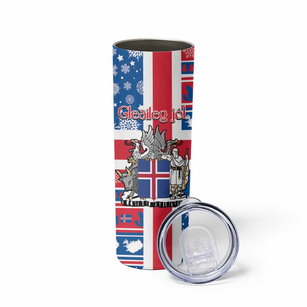 Iceland Christmas Skinny Tumbler Gyrfalcon Santa Merry Xmas - Wonder Print Shop