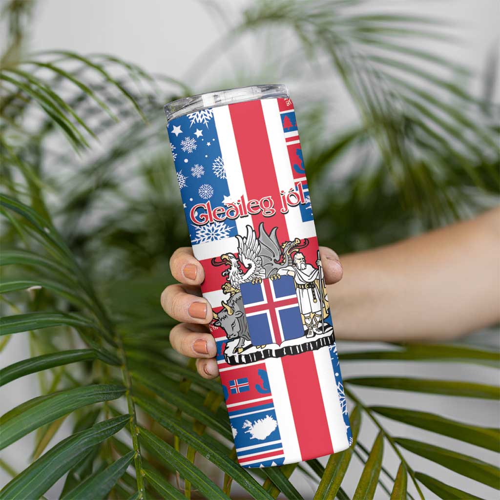 Iceland Christmas Skinny Tumbler Gyrfalcon Santa Merry Xmas - Wonder Print Shop